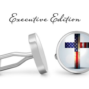 American Flag Cross Cufflinks USA Christian Cross Cuff Links (Lifetime Guarantee) S2095