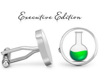 Chemistry Flask Cufflinks - Science Beaker Cuff Links - Scientist Cufflink (Lifetime Guarantee) S2471