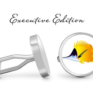 Tropical Fish Cufflinks - Angel Fish Cuff Links - Fish Cufflinks - Colorful Sealife Cuff Links (Pair) Lifetime Guarantee (S0424)