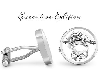Sloth Cufflinks - Tree Sloth Cuff Links - Sloth Cufflink (Pair) Lifetime Guarantee (S0348)