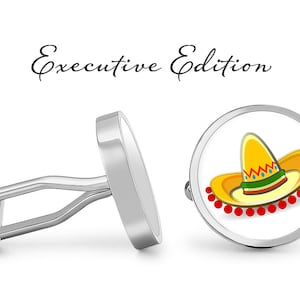 Cinco De Mayo Sombrero Cufflinks - Mexico Cuff Links (Pair) Lifetime Guarantee (S0919)