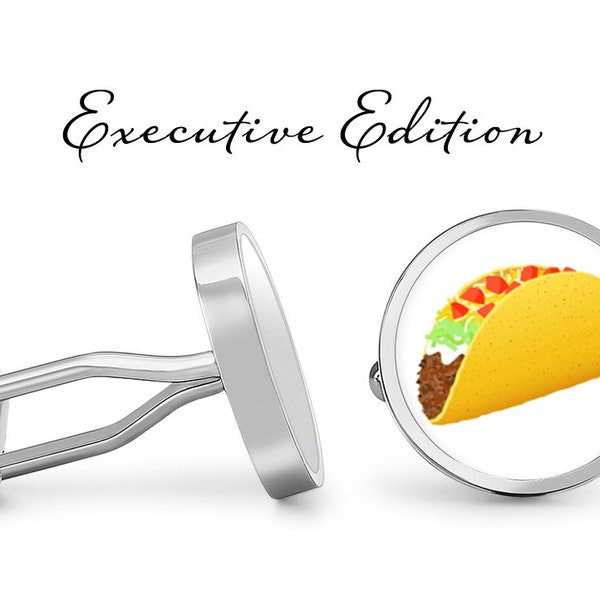 Taco Cufflinks - Mexican Food Cuff Links - Spicy Cufflink - Southwest Wedding (Pair) Lifetime Guarantee (S0185)