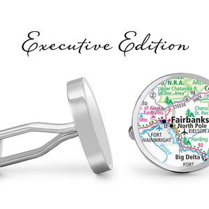 Fairbanks Alaska Cufflinks - North Pole AK Cuff Links - City Map Cufflink (Lifetime Guarantee) S2672