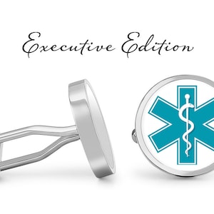 Star of Life Emergency Medicine Cufflinks - Paramedic First Responders EMS Cuff Links (Lifetime Guarantee) S2438