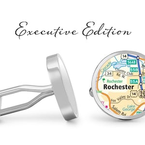 Rochester Minnesota Cufflinks - City Map Cuff Links (Garantie à vie) S2524