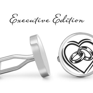 Wedding Ring Heart Cufflinks Wedding Rings Cuff Links Hearts Cufflink (Lifetime Guarantee) S2075