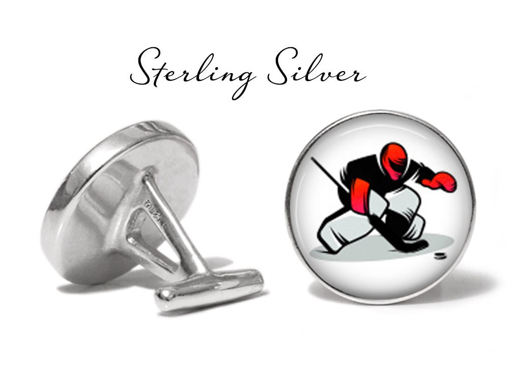 Goalie Cufflinks Hockey Cuff Links Hockey Player Cufflink Etsy