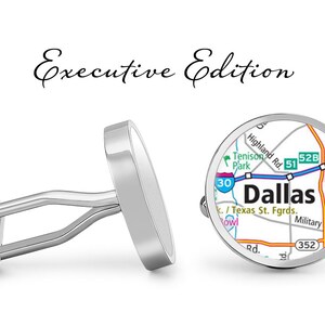 Dallas Cufflinks - Dallas Map Cuff Links - Carte du Texas Cufflink (Garantie à vie) S2325