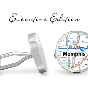 Memphis Cufflinks - Carte de Memphis Tennessee Cuff Links - Carte de la ville Cufflink (Garantie à vie) S2346