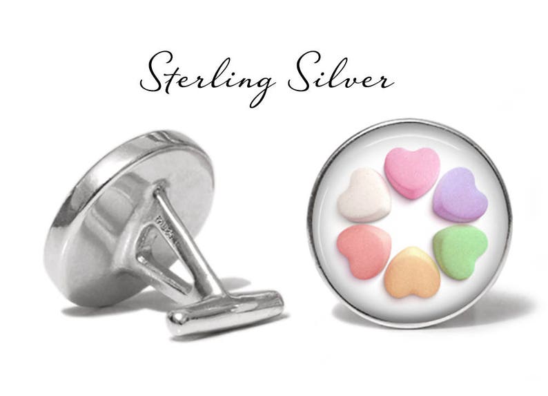 Valentine/'s Day Pair Valentine Gift Candy Heart Cufflinks S0064 Candy Cuff Links Lifetime Guarantee