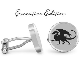 Dragon Cufflinks - Chinese Dragon Cuff Links - Lucky Dragons Cufflink (Pair) Lifetime Guarantee (S1489)