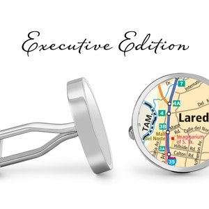 Laredo Texas Cufflinks - City Map Cuff Links (Garantie à vie) S2535