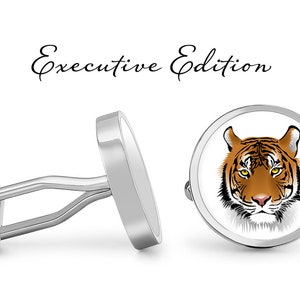 Tiger Cufflinks Cuff Links - African Tiger Cufflinks - Safari Cuff Links - Animal Cufflink (Pair) Lifetime Guarantee (S0872)