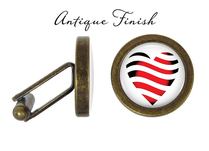 Heart Cufflinks Valentine's Day Cuff Links Hearts Cufflink Lifetime Guarantee S1612 Antique Finish