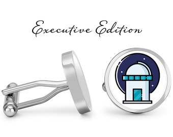 Space Observatory Cufflinks - Astronomy Cuff Links - Astronomer Telescope Cufflink (Lifetime Guarantee) S2455