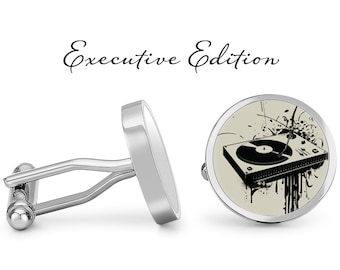 DJ Cufflinks - DJ Cuff Links - Turntable Cufflinks - Music Cufflink Set (Pair) Lifetime Guarantee (S0800)