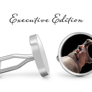 Hippo Cufflinks - Hippopotamus Cufflinks - Hungry Hippo Cufflink (Pair) Lifetime Guarantee (S1358)