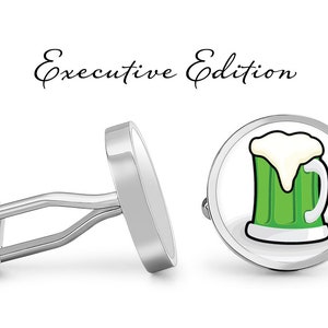 Green Beer Cufflinks - St Patrick&#39;s Day Cufflinks - St Patty&#39;s Day Cufflink (Pair) Lifetime Guarantee (S1046)