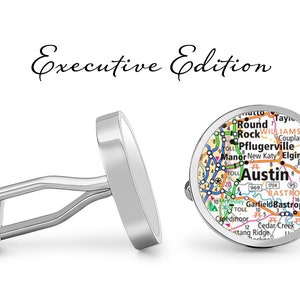 Austin Manchetknopen Texas Cuff Links City Map Cufflink (Levenslange Garantie) S2120