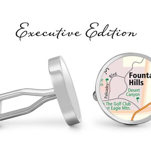 Fountain Hills Cufflinks - Carte de Fountain Hills Arizona Cuff Links - Carte Cufflink (Garantie à vie) S2327