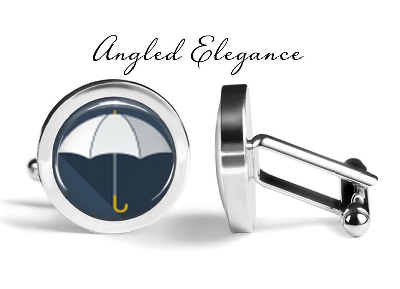 Rainy Day Cufflinks S0533 Umbrella Cuff Links Wedding Gift For Him White Umbrella Cufflinks Lifetime Guarantee Pair