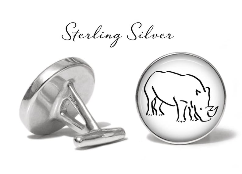 S0133 Rhino Cufflink Rhino Cufflinks Wildlife Cufflinks Rhinoceros Cuff Links Lifetime Guarantee Pair