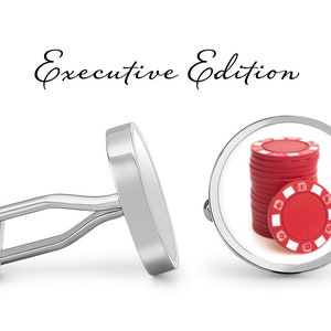 Poker Chip Cufflinks - Poker Cufflinks - Gambler Cufflink - Vegas Wedding (Pair) Lifetime Guarantee (S0292)