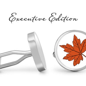 Maple Leaf Cufflinks - Canadian Maple Cufflinks - Leaf Cuff Links (Pair) Lifetime Guarantee (S0994)