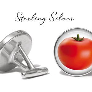 Tomato Cufflinks Fruit Vegetable Cufflinks Produce Cuff Tomatoes Cuff Links Pair Lifetime Guarantee S0173 Sterling Silver