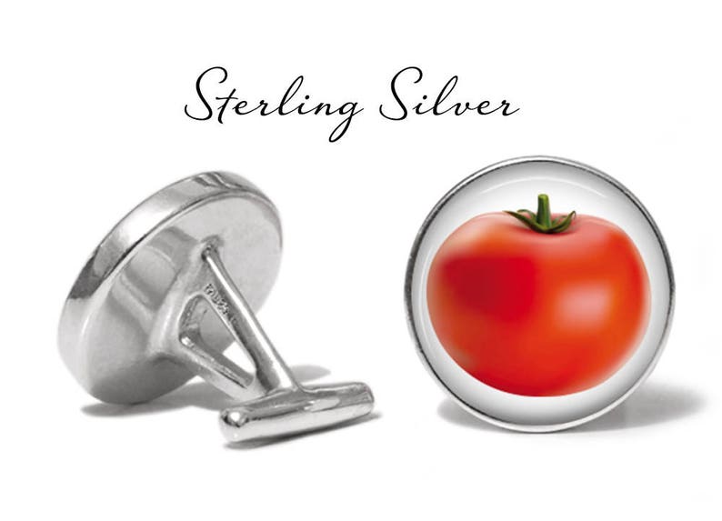 Tomato Cufflinks Fruit Vegetable Cufflinks Produce Cuff Tomatoes Cuff Links Pair Lifetime Guarantee S0173 Sterling Silver