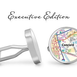Concord Manchetknopen New Hampshire Cuff Links City Map Cufflink (Levenslange Garantie) S2112