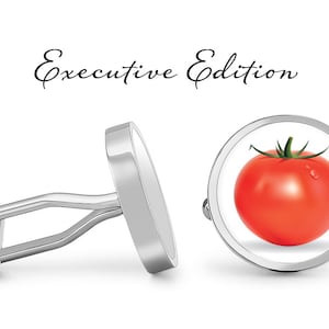 Ripe Tomato Cufflinks - Tomato Cuff Links - Fruit Cufflink (Pair) Lifetime Guarantee (S0230)