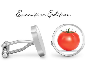 Ripe Tomato Cufflinks - Tomato Cuff Links - Fruit Cufflink (Pair) Lifetime Guarantee (S0230)