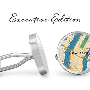 New York City Manchetknopen Manhattan Cuff Links Map Cufflink (Levenslange Garantie) S2139