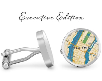 New York City Cufflinks Manhattan Cuff Links Map Cufflink (Lifetime Guarantee) S2139