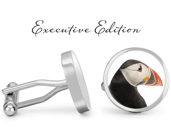 Puffin Cufflinks - Puffin Bird Cuff Links - Puffins Cufflink (Pair) Lifetime Guarantee (S1179)