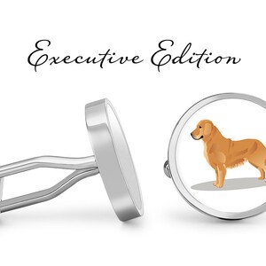 Golden Retriever Cufflinks: Silver-Plated Dog Cuff Links