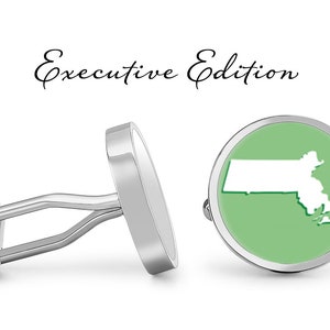 Massachusetts Cufflinks - MA Cufflinks - Boston Cufflinks - State Map Cuff Links (Pair) Levenslange Garantie (S0537)