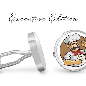 Italian Chef Cufflinks Chef Cuff Links (Lifetime Guarantee) S1851