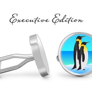 Emperor Penguin Cufflinks - Penguins Cufflinks - Penguin Couple Cufflink (Pair) Lifetime Guarantee (S1404)