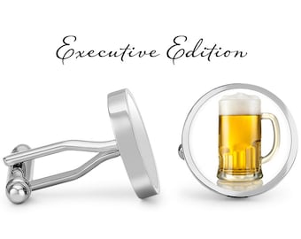 Beer Mug Cufflinks - Beer Glass Cufflinks - Beer Cufflink - Pint Cuff Link (Pair) Lifetime Guarantee (S0820)