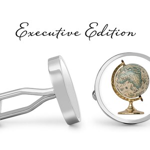 Globe Cufflinks - World Map Cuff Links - Geography Cufflink (Pair) Garantie à vie (S1288)