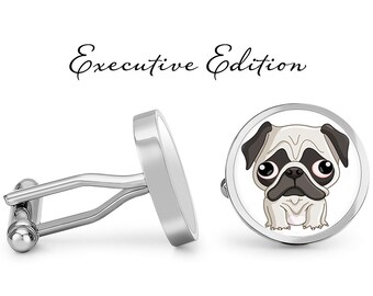 Pug Dog Cufflinks Pugs Cuff Links Pug Cufflink (Lifetime Guarantee) S1645