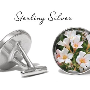 White Flower Cufflinks Flowers Cuff Links Floral Cufflink Pair Lifetime Guarantee S0973 image 4