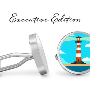Lighthouse Cufflinks - Nautical Beacon Cuff Links (Pair) Lifetime Guarantee (S1496)