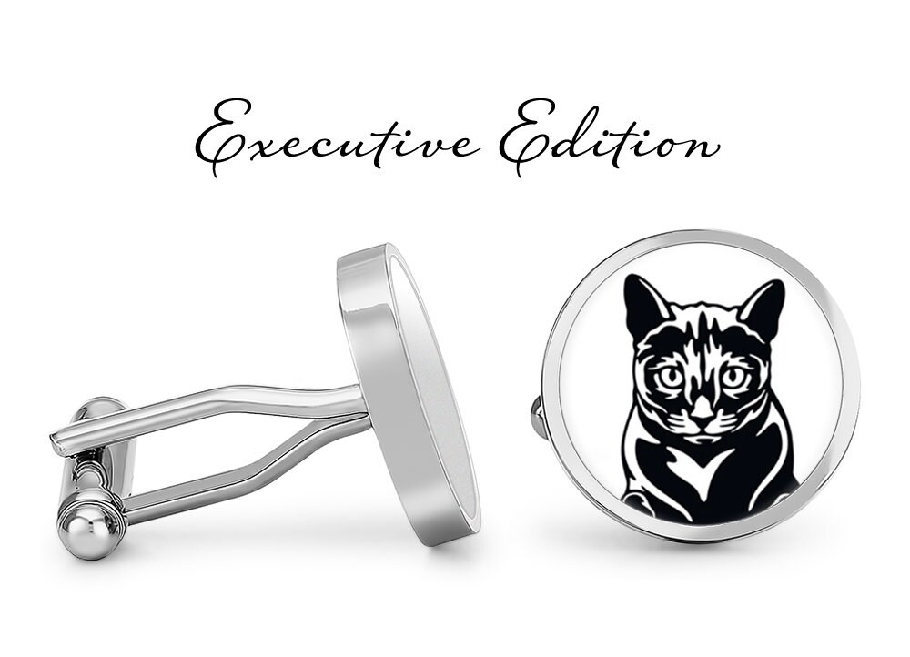 Russian Blue Cufflinks - Cat Cuff Links (Lifetime Guarantee) S2734