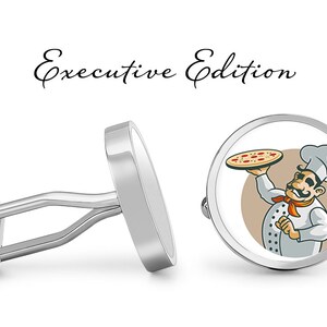 Italian Pizza Chef Cufflinks Pizza Cuff Links (Lifetime Guarantee) S1754