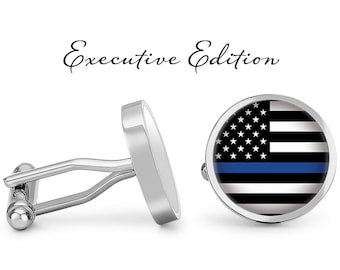 Amerikanische Flagge Blue Line Manschettenknöpfe Law Enforcement Manschettenknöpfe Polizei Manschettenknöpfe (Lebensgarantie) S2094