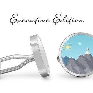 Mountain Summit Cufflinks - Mountaineer Cuff Links - Hiking Outdoors Cufflink (Lifetime Guarantee) S2480