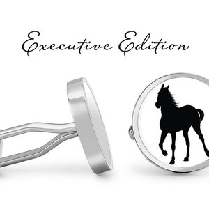 Horse Cufflinks Galloping Horses Cuff Links Equestrian Cufflink (Lifetime Guarantee) S1834